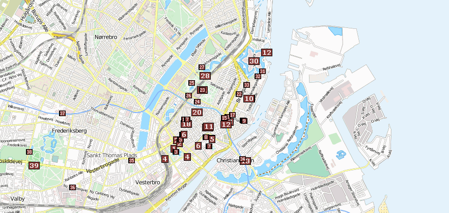 Reiseführer von Kopenhagen mit Kopenhagen-Sehenswürdigkeiten direkt im Stadtplan